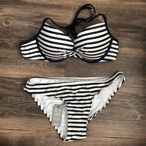 2 piece Aerie Striped Underwire Bikini